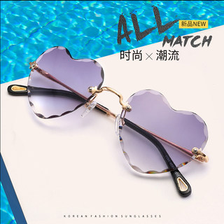 Fashionable Heart-Shaped Glasses 2025 New Gradient Heart-Shaped Rimless Sunglasses Korean Style Trendy Retro Harajuku Hong Kong Style