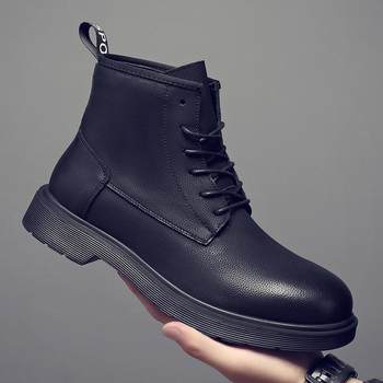 Genuine leather mid-top casual autumn and winter cotton shoes fashion new style