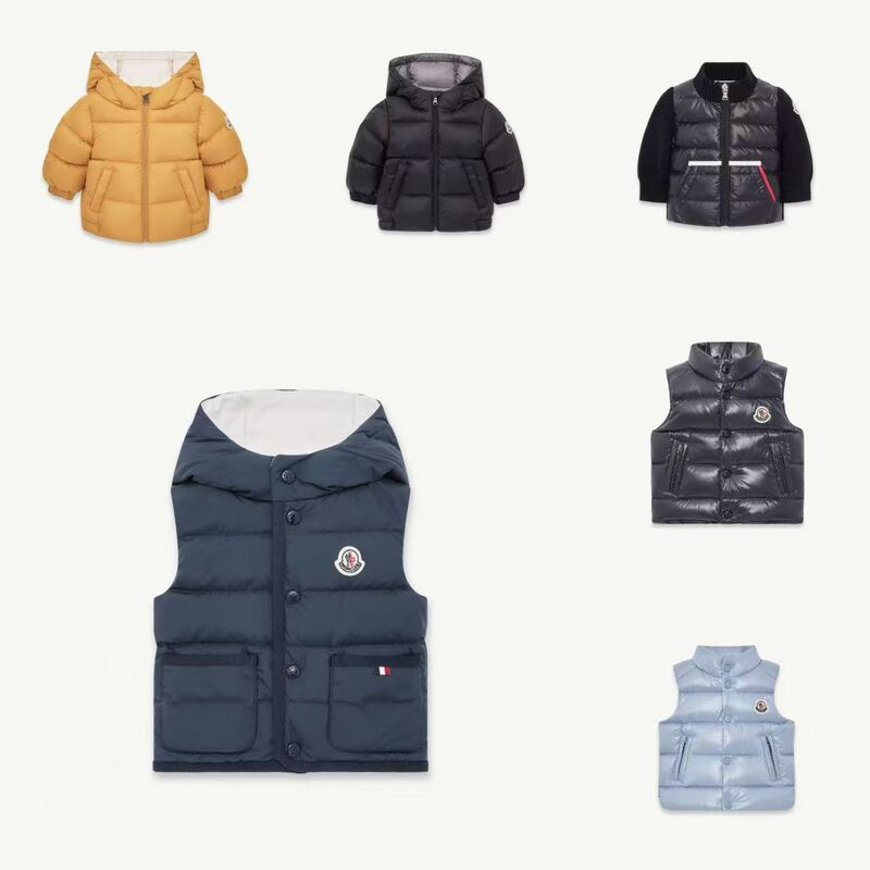 Some In-Stock Moncler Children's Clothing 26 Autumn/Winter Boys' down Vest Solid Color Logo Hooded