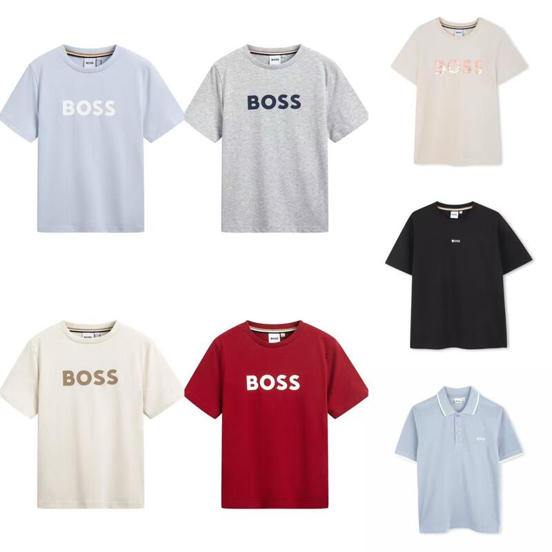 3Z In-Stock Boss Children's Clothing 25 Autumn/Winter T-Shirt Short-Sleeve Kids Polo Shirt Solid Color Logo Turn-Down Collar Inner Wear Top