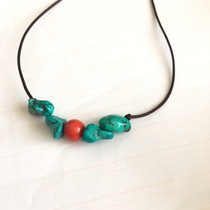 Conbahanzi ding true brother Neymar the same style green pine stone necklace Tibetan small Gothic Buddha beaded collarbone chain ornament