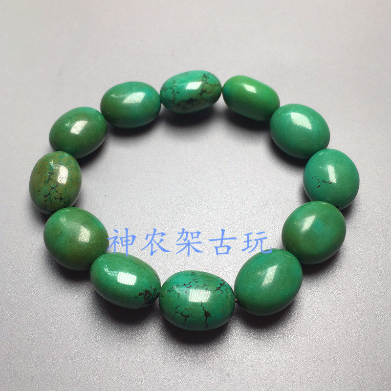 Hubei natural high porcelain old mine turquoise bean bracelet bracelet
