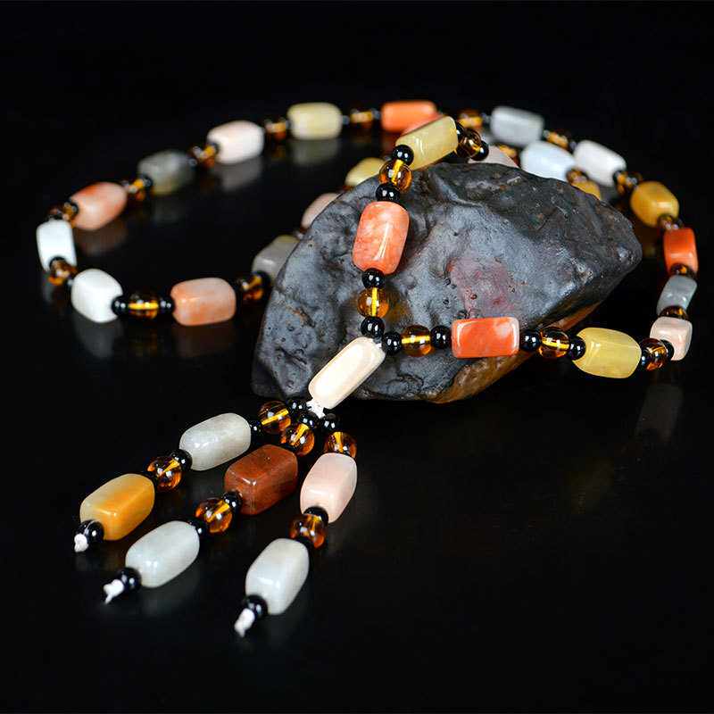 Natural Xinjiang Gobi Jade Necklace Kramayiurg Golden Silk Jade Raw Stone Necklace Autumn Winter New wool clothing chain