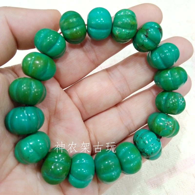 Hubei Natural Old Raw Stone Old Material Yellow-green Pine Bracelet Bracelet Men and Women Couple String Buddha