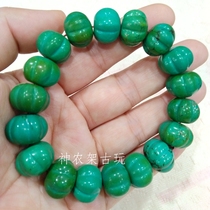Hubei natural old mine raw stone old material rapeseed yellow turquoise bracelet pumpkin beads male and female couple hand string Buddha beads