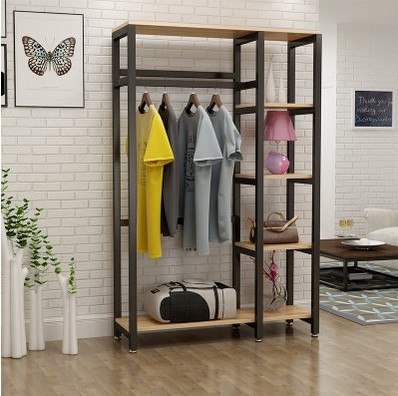 Simple wrought iron coat rack floor-to-ceiling bedroom vertical multi-functional coat rack household rack storage clothes wardrobe