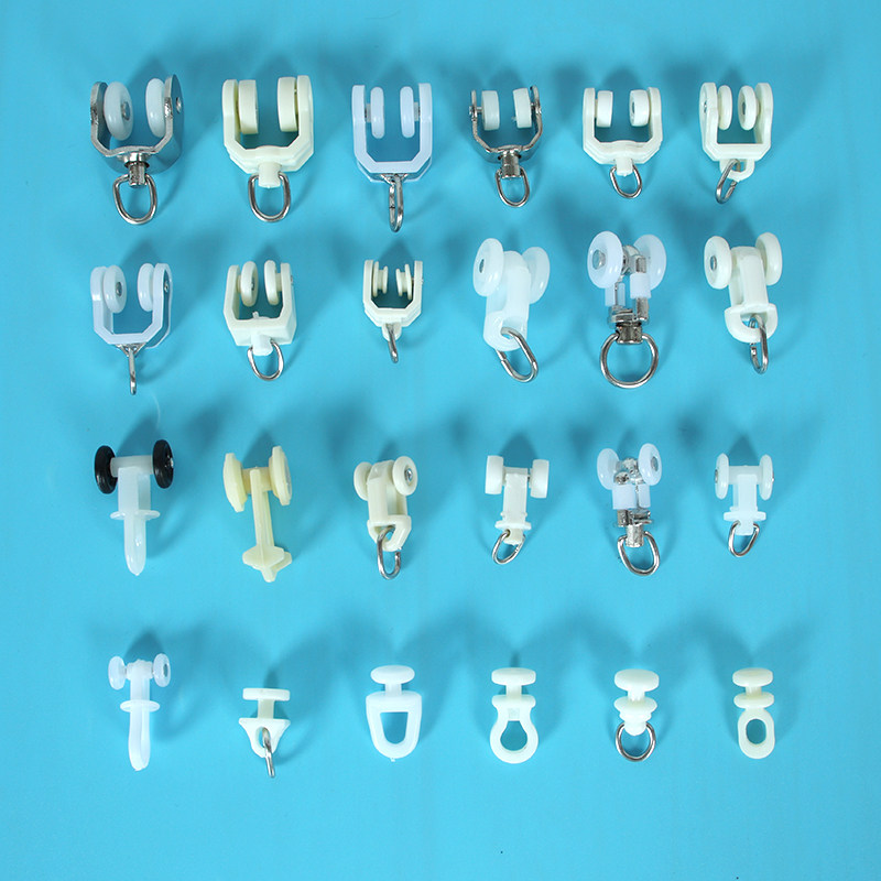 Curtain track accessories accessories Roller old-fashioned straight rail curved rail Guide rail hook ring Pulley walking roller Sliding wheel buckle ring