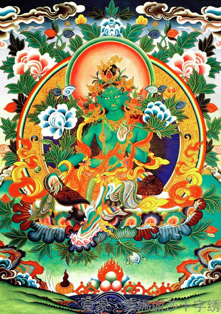 Boutique new Thangka green Tara cross stitch save Buddha mother Doro Bodhisattva Doro Guanyin cross stitch kit