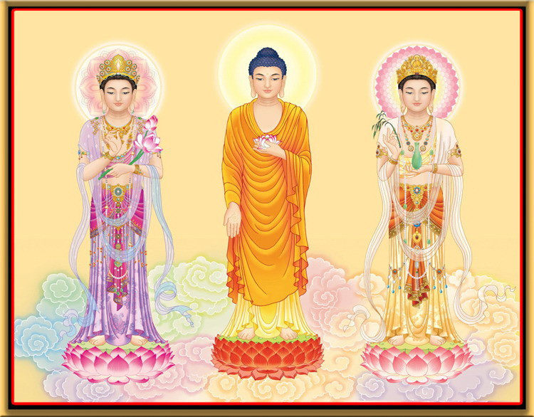 Boutique New Western Three Saints 02 Amitabha Three Amitabha Buddha General Trend to Avalokitesvara Bodhisattva Cross Stitch Kit