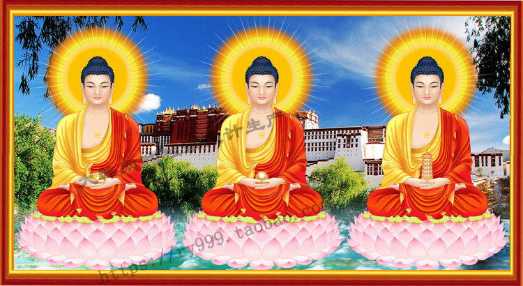 Boutique III Sanbao Buddha South Unexplained Carmory Pharmacist Amitabi Buddha Cross embroidered kit Precision printing