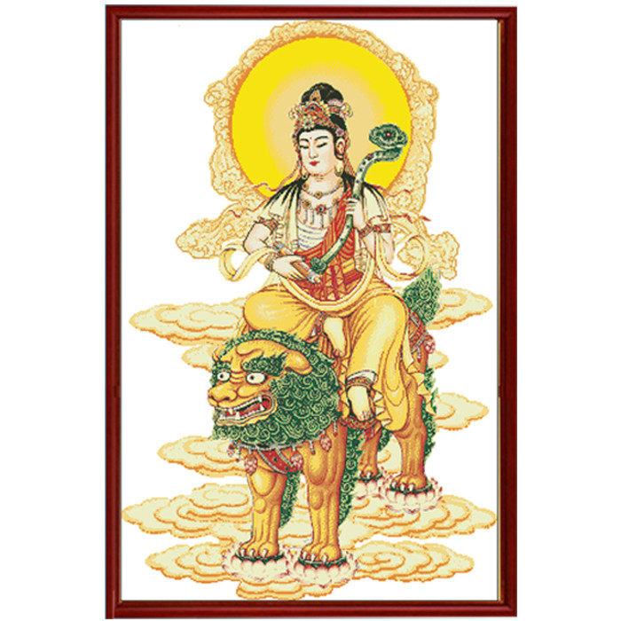 Cross-embroidery kit Wenzu Wenzu Division Limann Special Laurie, one of the four Bodhisattvas of Huayan San Saint-Send Tool