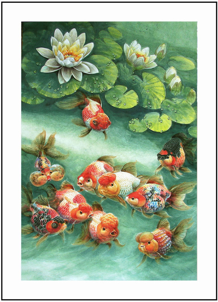 Lotus Hearts Via Lotus Leaf Goldfish Scenery Map Cross Embroidered Living Room Genguan Bedroom Hanging Paintings Handmade Embroidered Non Finished Products