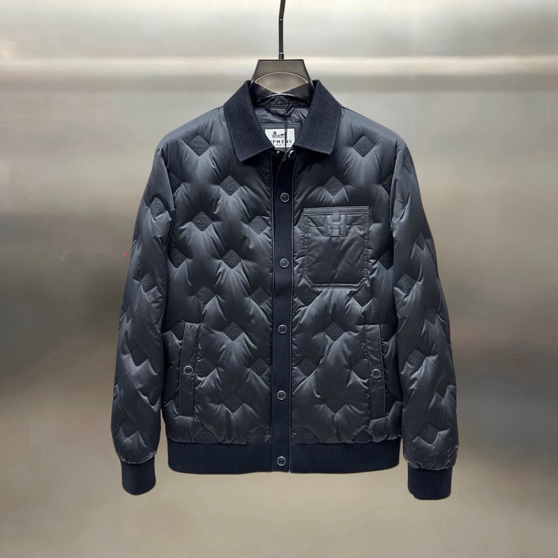 Light Luxury Brown-Toned Diamond-Quilted Embossed Men's Business Casual High-Quality down Cardigan Jacket
