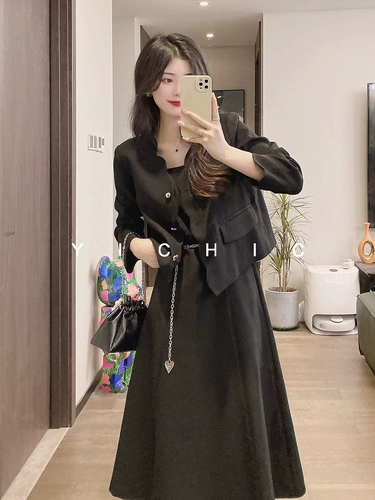 Yichic ｜ Ladies xioxiang xiangxian квадратный воротник твердый цвет юбка подвеска+лепестка короткая куртка QA1221