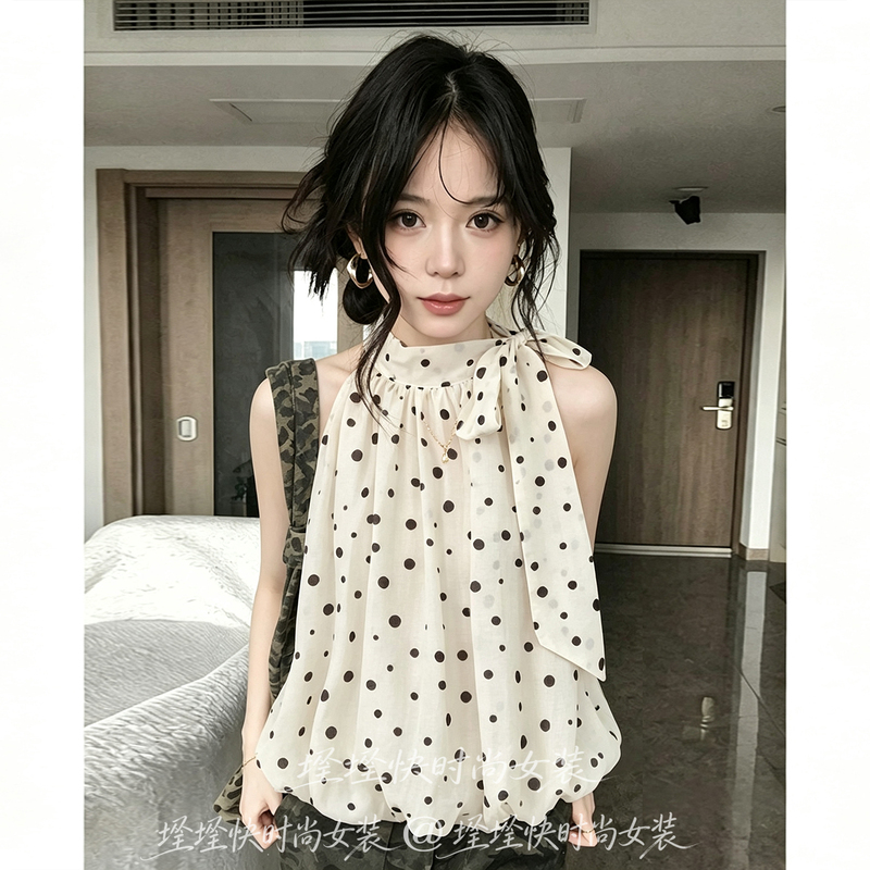 Pure Desire Style Bow Tie Halter Neck Tank Top Summer 2026 New Sleeveless Slim Fit Top ins