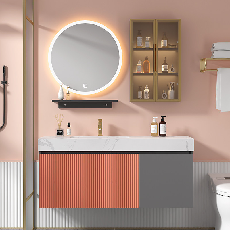 Bathroom cabinet combination Modern simple light luxury powder room Marble wash table Wash basin Bathroom set