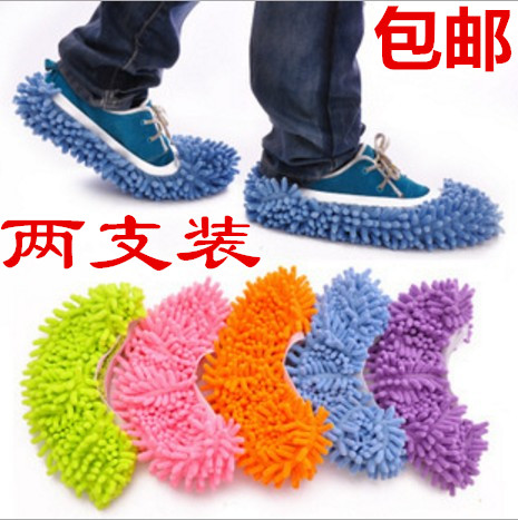 Lazy shoe cover Floor cleaning slipper cover Mop head cover thickened Chenille two-pack portable home washable machine wash