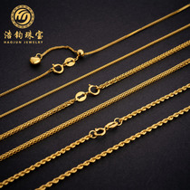 SF 18K gold necklace O cross chain box chain Chopin chain AU750 Italian chain Joker choker