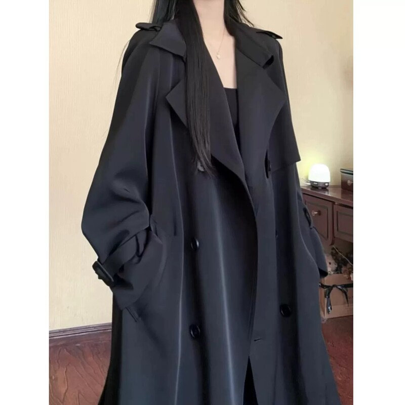 Black Trench Coat for Women 2026 New Spring and Autumn Mid-Length Petite British Style High-End Lightweight Waist-Cinching Black Trench Coat for Women 2026 New Spring and Autumn Mid-Length Petite British Style High-End Lightweight Waist-Cinching