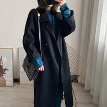 Double-sided cashmere coat women 2021 new long high-end loose Korean autumn and winter temperament woolen jacket