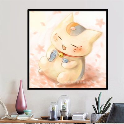 Cat teacher Diamond painting Cartoon anime Natsume's friend Book sticker Diamond cross-stitch bedroom 2024 New style diamond embroidery