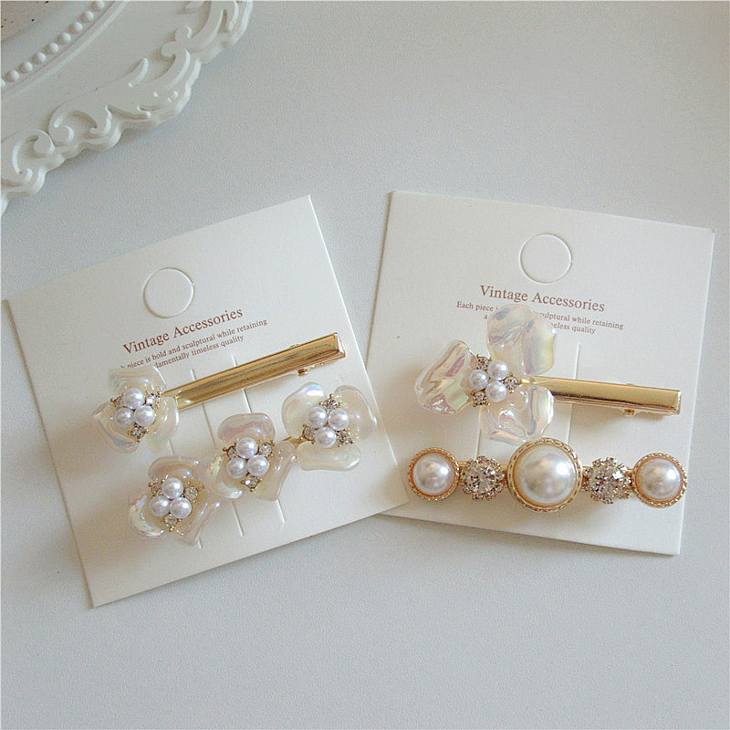 Geometric Flowers Irregular Pearl Alloy Hair Clip Set display picture 2