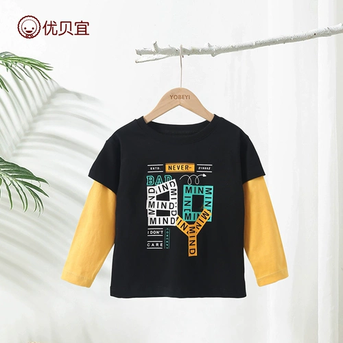 Футболка для мальчиков, хлопковый осенний детский лонгслив, комплект, детская одежда, подходит для подростков