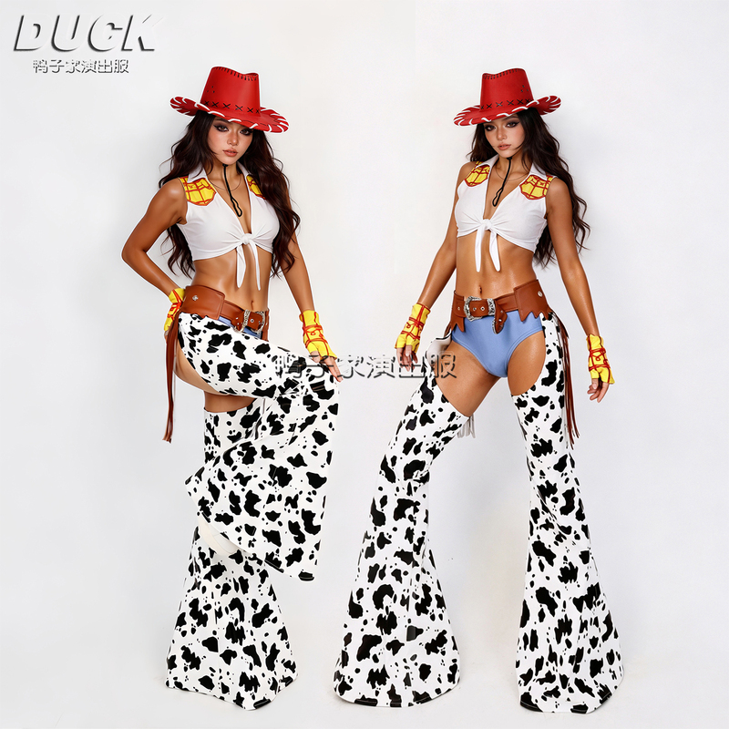 Duck House Sexy Cowgirl Gogo Party Costume Hot Girl Group Cow Print Jazz Performance Costume Ds