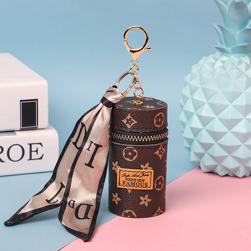 European and American Fashion Retro Cylindrical Coin Purse, Lipstick Case, Bucket-Shaped Portable Earphone Bag, Car Key Coin Pouch