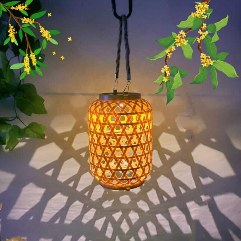 Solar-Powered Bamboo-Like Lanterns, Outdoor Yard Garden Courtyard Decorative Lights, Portable Solar Lights, Solar Chandeliers