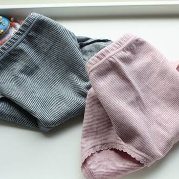 Japanese single striped women's medium high waist underwear without side seam cotton crotch