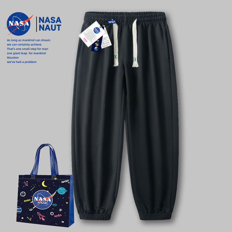 Nasa Collaboration Simple Sports Style Men's Couple Trendy Versatile Straight-Leg Jogger Casual Pants Loose Wide-Leg Basketball Sweatpants