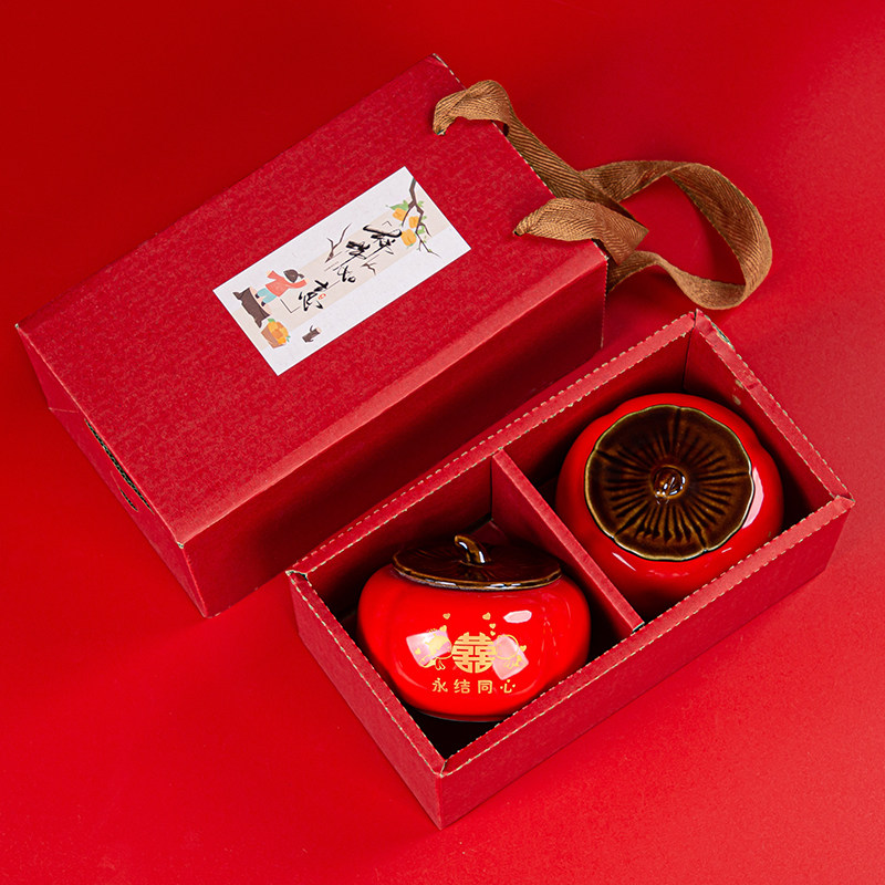 Ceramic persimmon tea pot sealed gift box packaging wedding companion gift birthday banquet handy gift company event gift