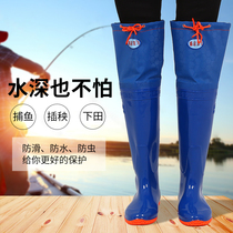 New soft-bottom transplanting shoes womens high boots Shuita shoes mens elastic lace-up knee shoes fishing boots