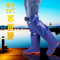 Super high tube womens rain shoes over the knee paddy field boots rain boots mens soft bottom paddy field socks shoes thick bottom wading water shoes