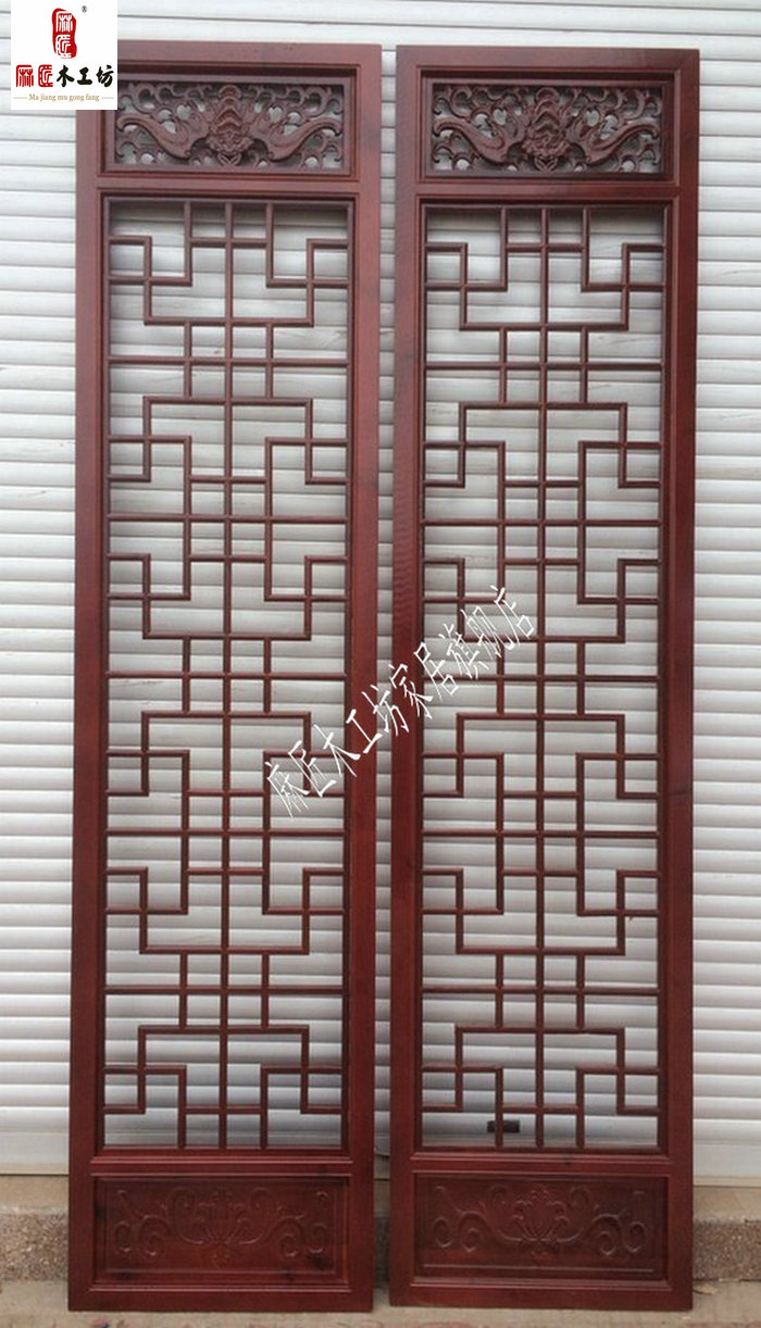 Dongyang woodcarving cửa hiên phân vùng màn hình gió hollow lưới cửa và cửa sổ gỗ lưới hoa pane