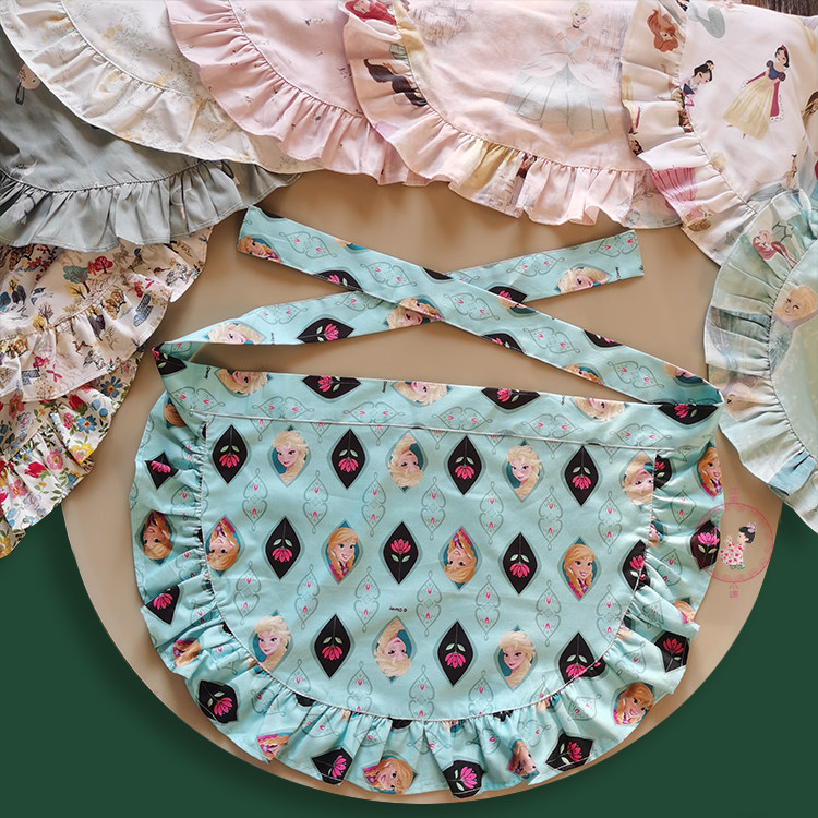 Retro Foreign Trade Lolita Pure Cotton Crushed Flowers Lotus Leaf Side Children Kindergarten Cosplay Performance Styling Small Apron