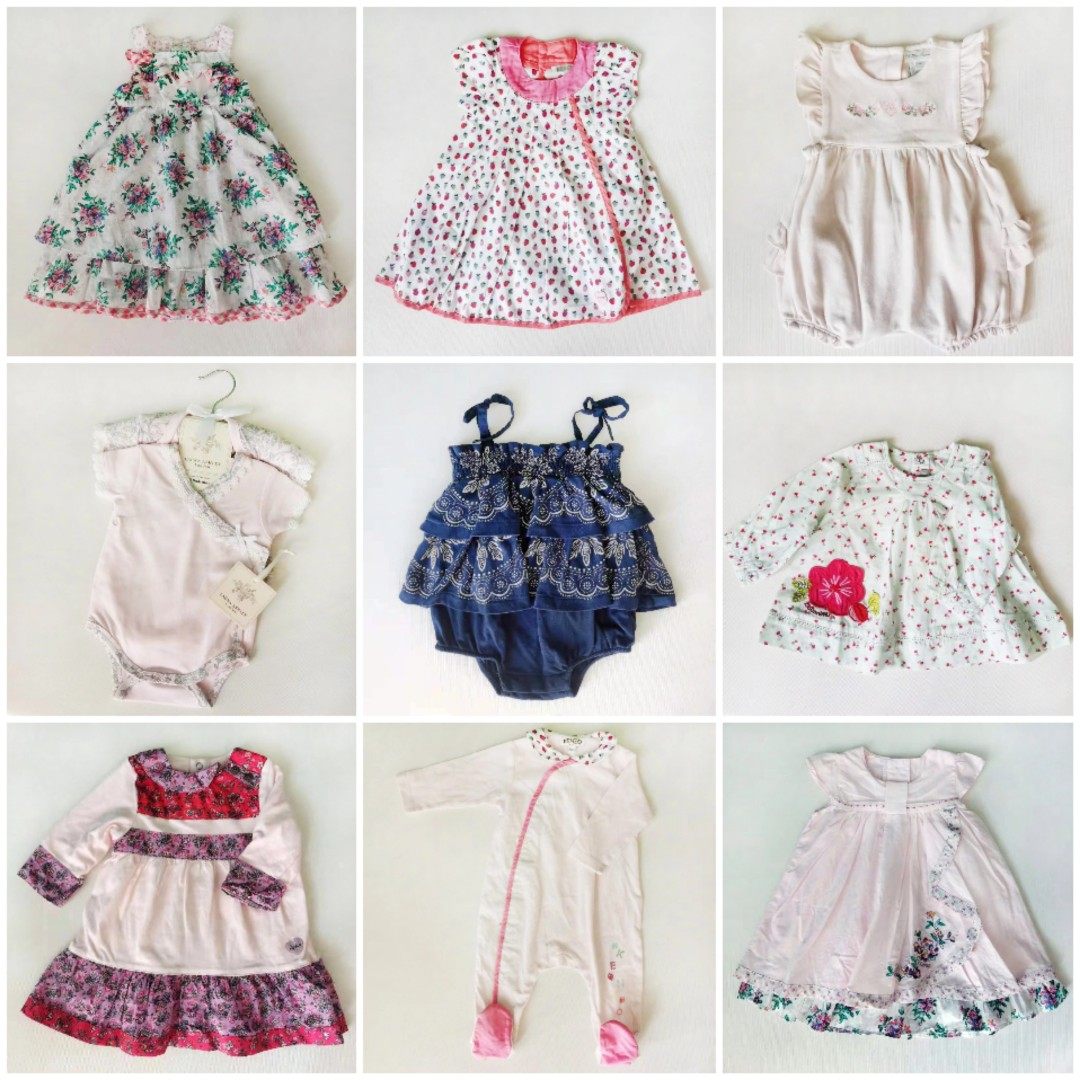 Foreign Trade Old Goods Lonelink Baby Pure Cotton Printed Parquet Embroidered Blouse Baby With Dress 3 Months Zone