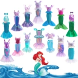 Дисней, детский наряд маленькой принцессы без рукавов, длинная юбка, блестки для ногтей, платье, аксессуары, крой «рыбий хвост»