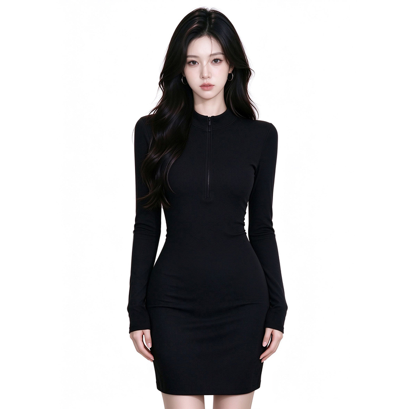 Black Dress for Women, 2026 New Autumn and Winter Slim-Fit Versatile Long-Sleeve Base Dress, Stunning Bodycon Dress