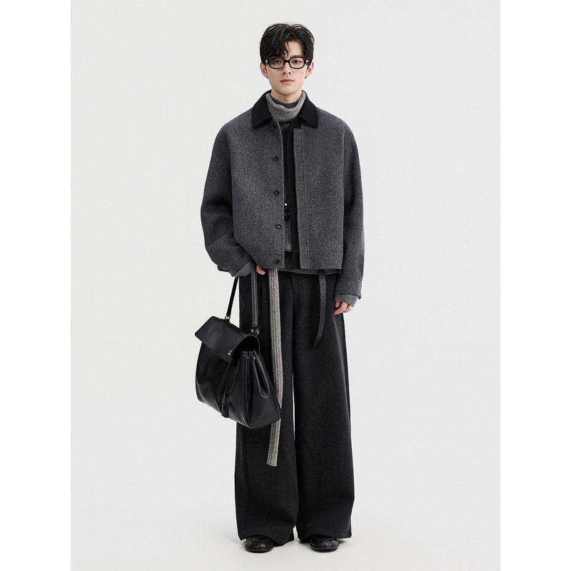 全羊毛安心鹅绒内胆伯爵卓尔冬季高级感双面呢夹克男短款毛呢外套 4