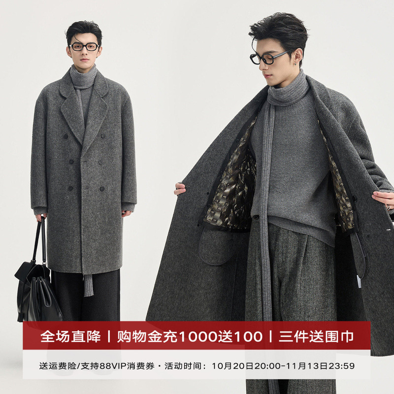 Camel Wool Earl Zhuoer 26 Winter High-End Double-Sided Woolen Coat Men's Mid-Length Thickened Overcoat