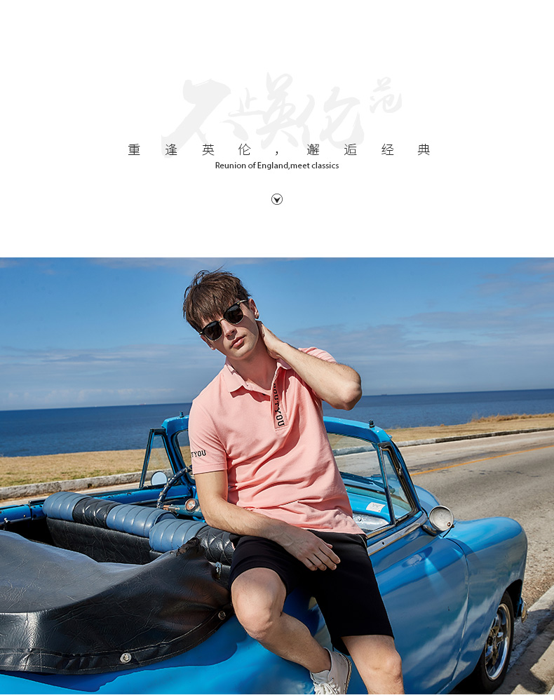 Earl drow nam ve áo Paul T-2018 hè mới màu rắn thêu cổ áo thủy triều ngắn tay áo polo áo polo có cổ