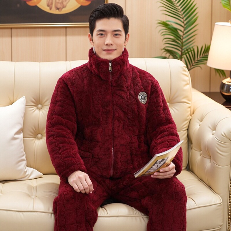2025 Winter Wearable Home Clothes for Couples, Middle-Aged and Elderly Warm Home Clothes, Three-Layer Thickened Warm Pajamas