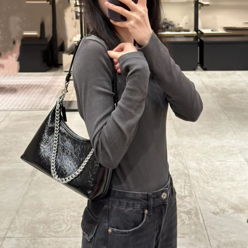 [Top of the Line] Juliet25 Juliet Vintage Floral Underarm Bag Oil Wax Leather Handbag Shoulder Crossbody Chain Bag