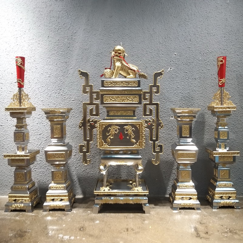 Tin ware Five for handmade custom Dingding to the former Buddha Hall Five for candleholder incense stove tea leaf jar-Taobao