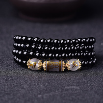 Black Yaoshi Duosheng Chauodiac Bracelet Men 108 Womens Hide Silver Bracelet Lovers students Japan-ROK Trend 100 lap