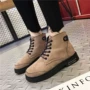 Phong cách Anh retro Martin boot nữ 2018 mùa thu và mùa đông mới hoang dã đế dày dày với đôi bốt ngắn giày boot nữ hàng hiệu