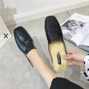 Mùa thu đông 2018 phiên bản mới của Hàn Quốc của đôi dép lười bằng phẳng nửa dép quai hậu ấm áp với tóc Muller