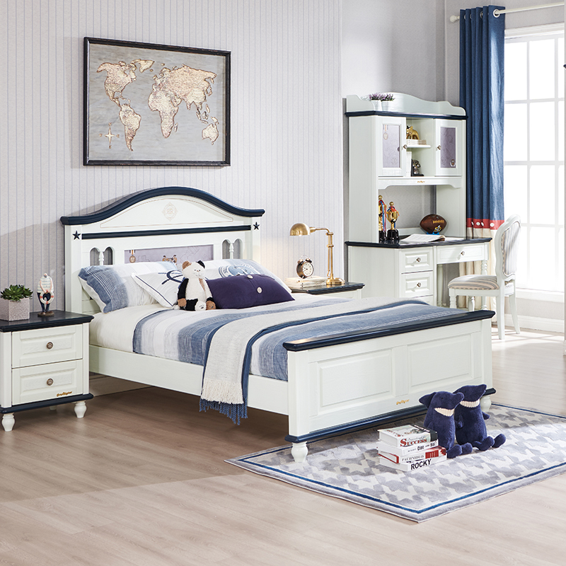 Pine Castle Kingdom Aristocratic Single Beds 1 35 1 5m Minimalist Modern Full Wood Children Bed Blue Pink Soft Bunk Beds